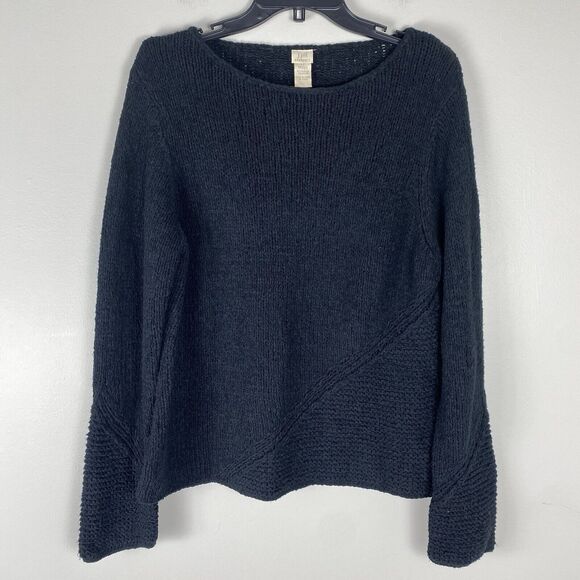 J Jill Handknit Sweater Womens size Large P Black Modern Classic Comfort Relaxed - Picture 1 of 6